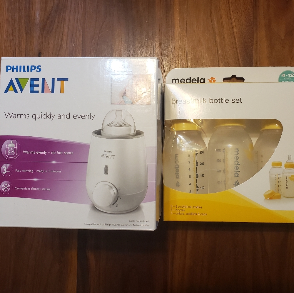 New Avent Bottle Warmer & New Bottles Medela